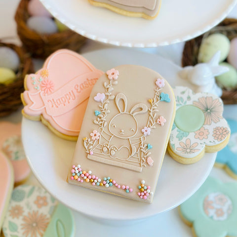 Raised Cookie Embosser - Bunny Swing
