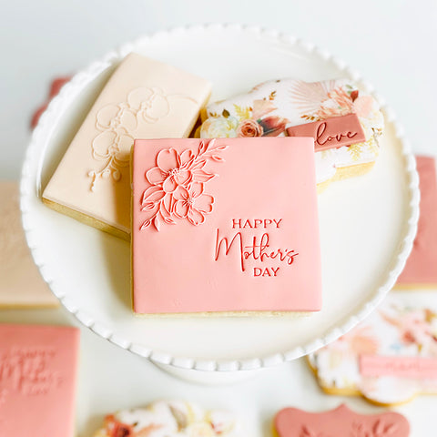 Raised Cookie Embosser - Corner Floral
