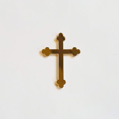 Acrylic/Wooden Cake Topper- Curved Edge CROSS