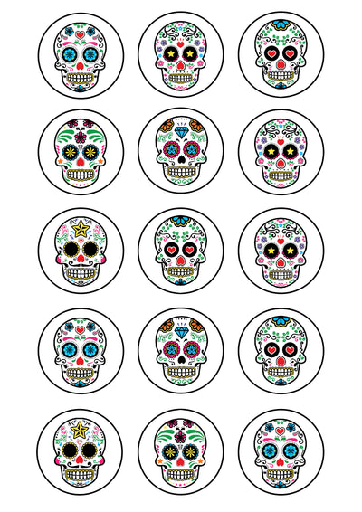 Cupcake and Cookie Toppers- Day of the Dead Skulls
