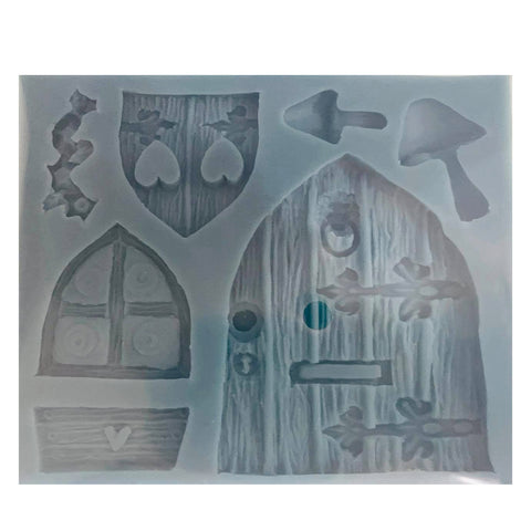 Silicone Mould - Enchanted Fairy Door and Mushrooms