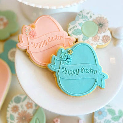 Raised Cookie Embosser - Easter Egg with Sash