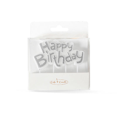 Happy Birthday Candle-Silver