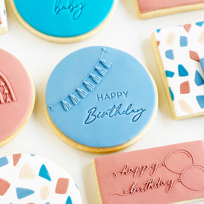 Mini Cookie Embosser -  HAPPY Birthday ( TEXT STAMP ONLY)