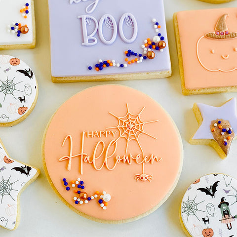 Raised  Cookie Embosser -  Happy Halloween