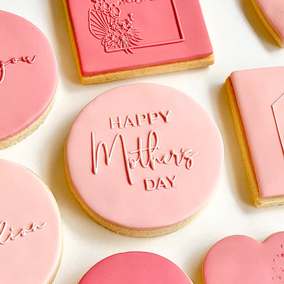 Raised  Cookie Embosser - Happy Mothers Day - Mixed Font