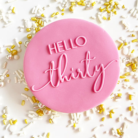 Raised  Cookie Embosser - HELLO Age