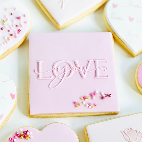 Raised  Cookie Embosser - Love You - Overlaping Fonts