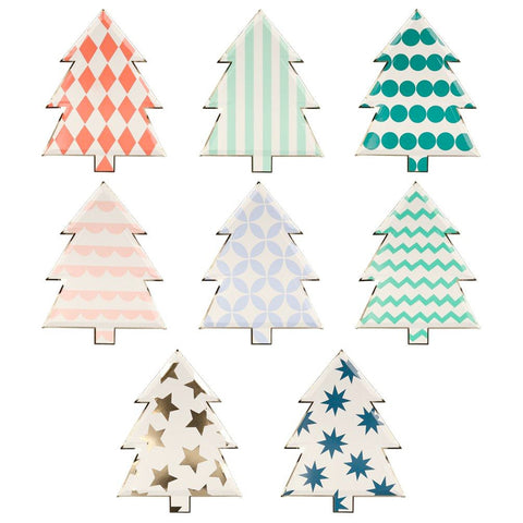 Patterned Christmas Tree Plates