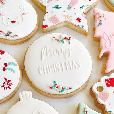 Reverse Cookie Embosser - Merry CHRISTMAS