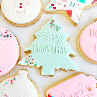 Reverse Cookie Embosser - Merry CHRISTMAS