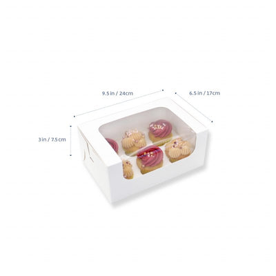 Mini Cupcake Box - Fits 6 Cupcakes with Clear Window