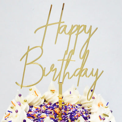 Cake Topper - Happy Birthday- Modern Script