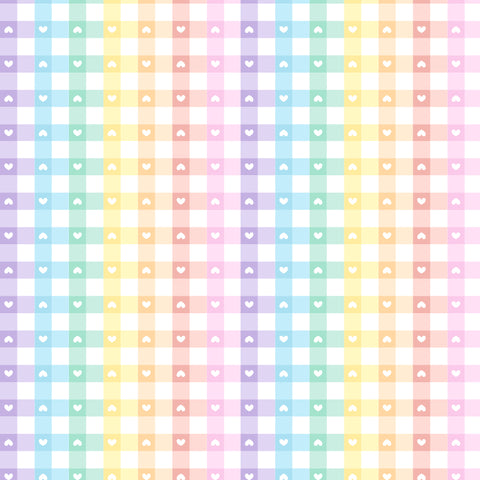 Edible Image - Pastel Rainbow Check and Hearts