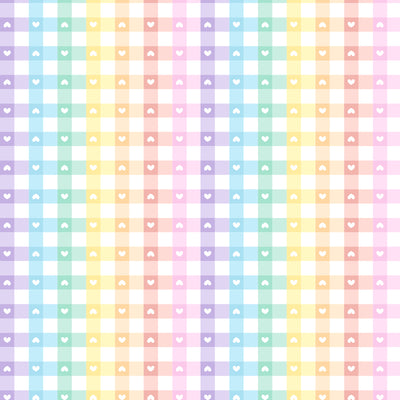 Edible Image - Pastel Rainbow Check and Hearts