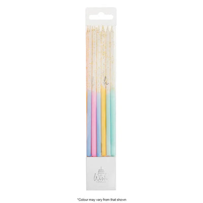 Wish Pastel Glitter Candles - 12 Pack
