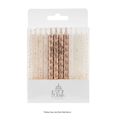 Wish Spiral Rose Gold Candles - 24 Pack