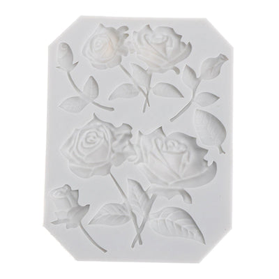 Silicone Mould - Stemmed Roses and Leaves