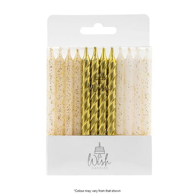 Wish Spiral Gold Candles - 24 Pack