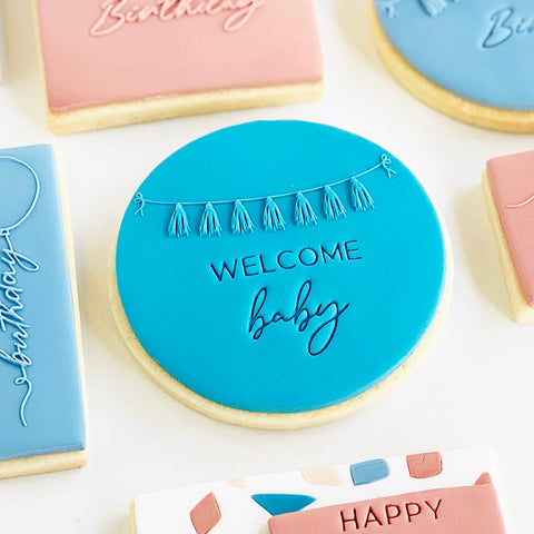 Raised Cookie Embosser - Tassel Bunting